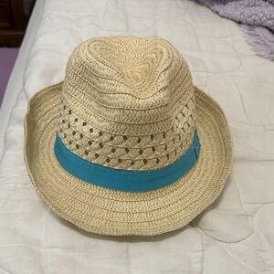 Straw Fedora with Blue Band